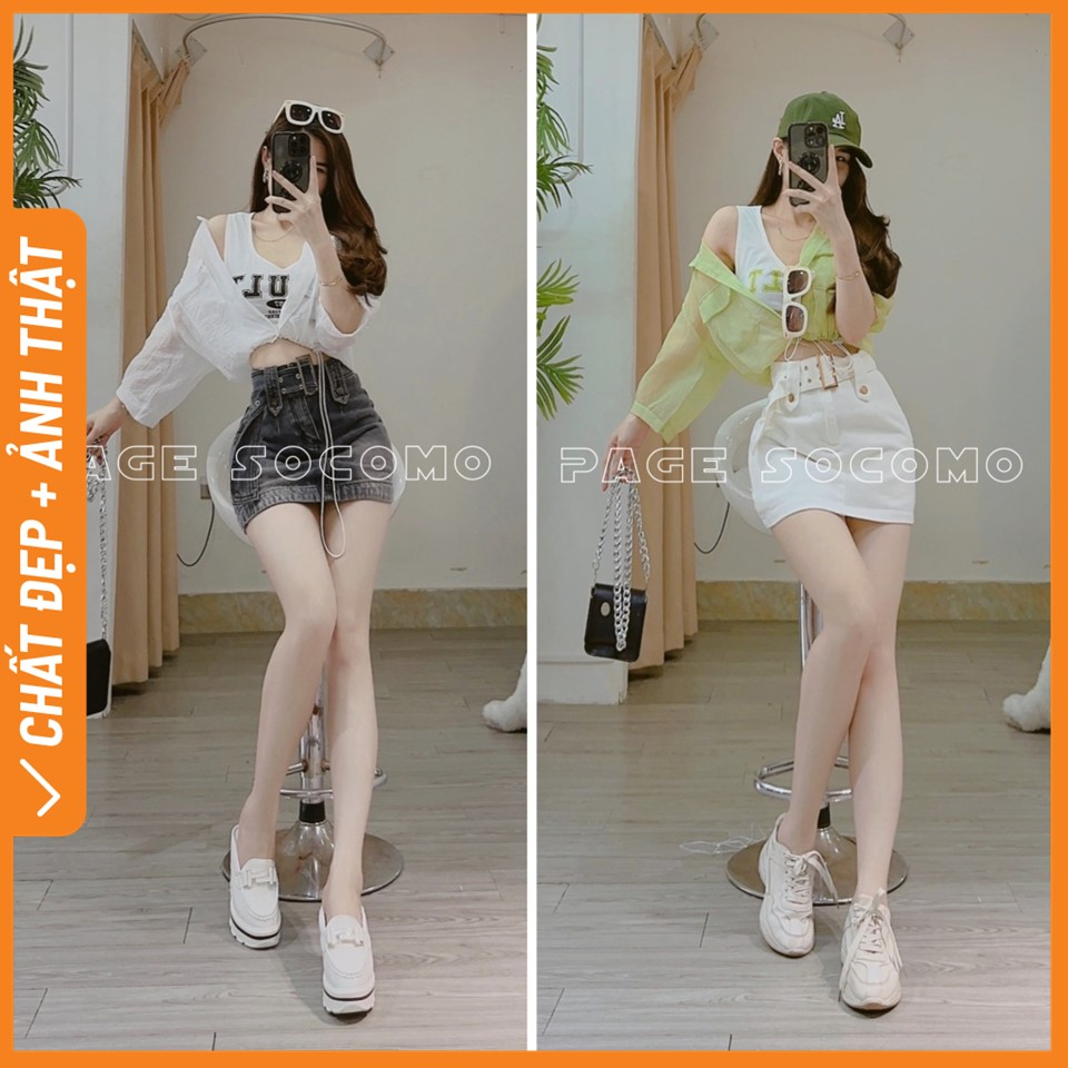 Set bộ sơmi rút eo túi hộp áo kèm pull chữ Socomo B532023 - Hàng loại 1, chất đẹp - Giá tốt