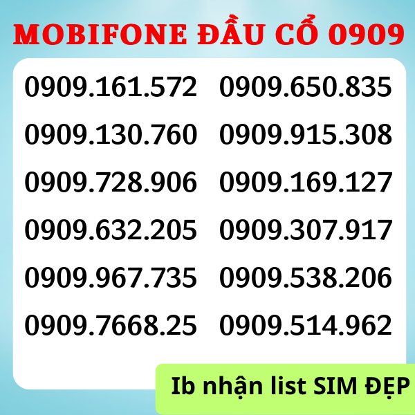 Sim Mobifone Số đẹp Đầu cổ 0909, 077, 079, 070 đuôi 78 dùng được cho mọi điện thoại [Miễn phí đăng ký chính chủ + Esim]
