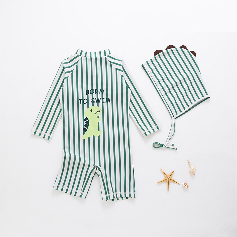 Set đồ bơi màu cam sành điệu kèm mũ cho bé trai 2021