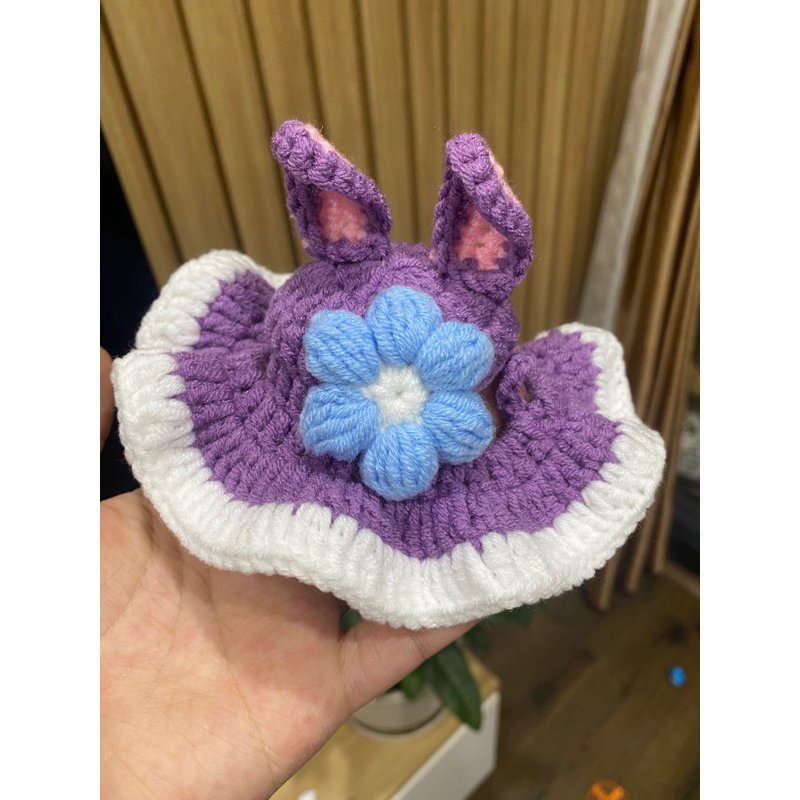 Mũ Thỏ tím handmade cho thú cưng