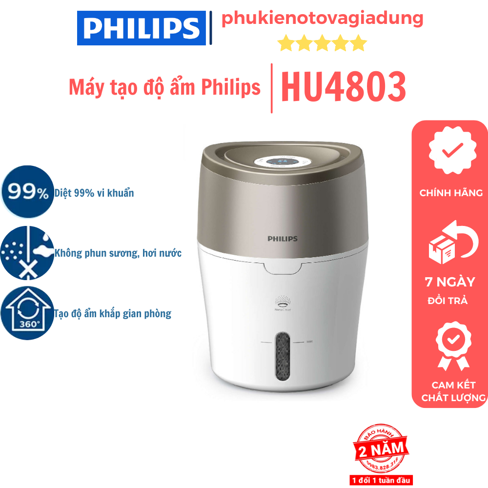 Máy tạo độ ẩm sử dụng trong gia đình thương hiệu Philips HU4803/00 - BH 24 tháng - phukienotovagiadung