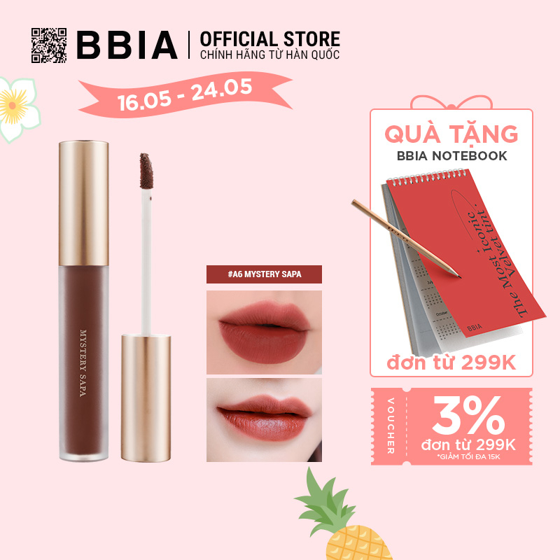 Son Kem Lì Bbia Last Velvet Lip Tint Asia Edition Version 2 - A6 Mystery Sapa 5g - Bbia Official Store