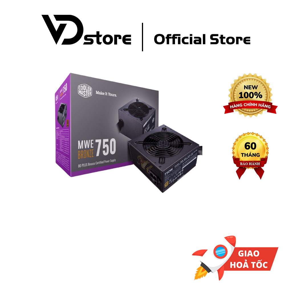 NGUỒN MÁY TÍNH COOLER MASTER MWE BRONZE V2 750W 230V (80 PLUS BRONZE/MÀU ĐEN) - NEW BOX, BH CHÍNH HÃNG 60 THÁNG