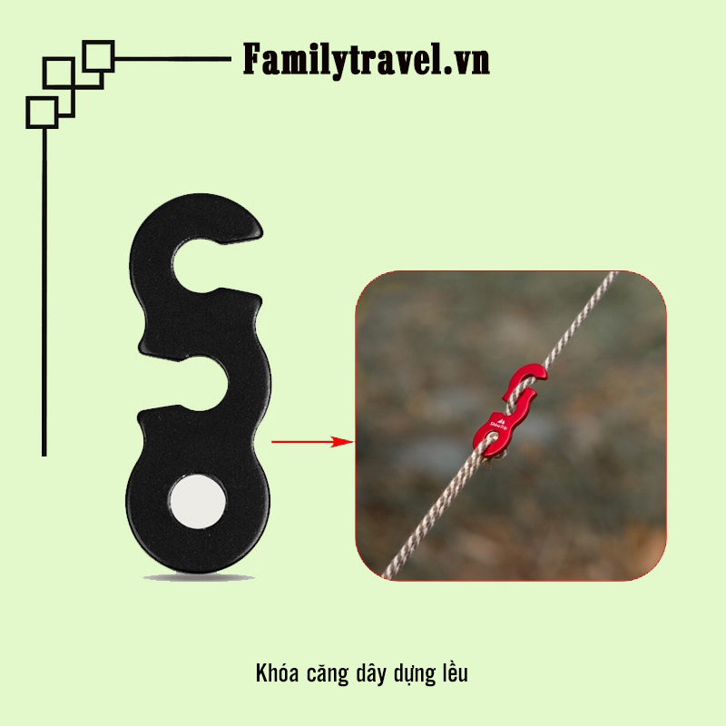 Bộ 10 móc khóa tăng/căng dây dựng lều 2 rãnh bằng hợp kim nhôm tùy chỉnh tiện dụng (BB5112) - Family Travel