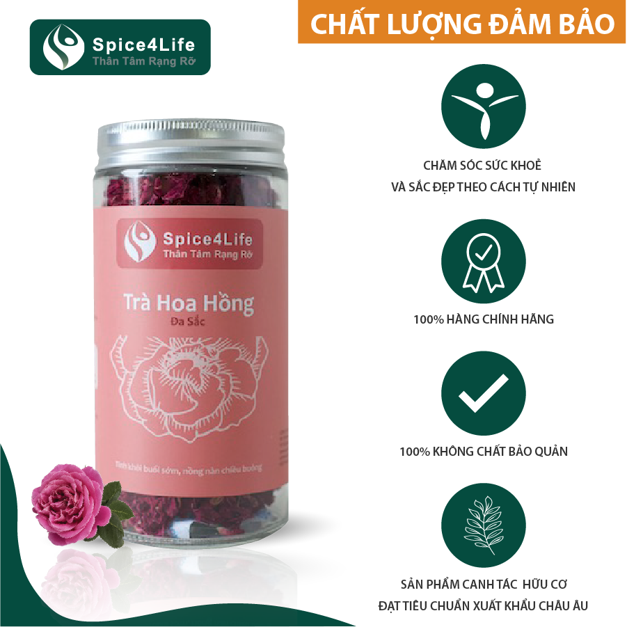 Trà Hoa Hồng Sấy Nguyên Bông Hữu Cơ SPICE4LIFE 10G 15G 30G