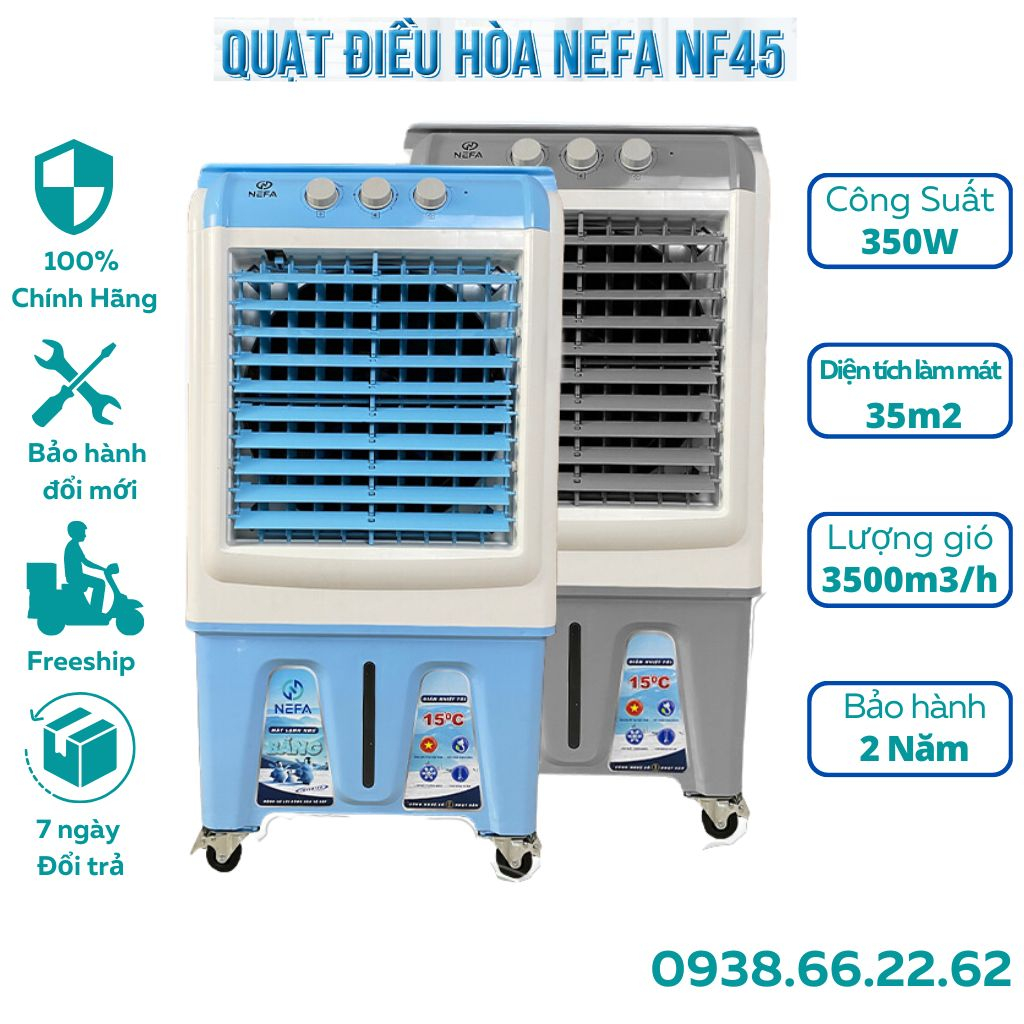 Quạt Điều Hòa NEFA NF45 Dung Tích 45L, Quạt Điều Hòa Hơi Nước Công Suất Lớn Bảo Hành 24 Tháng