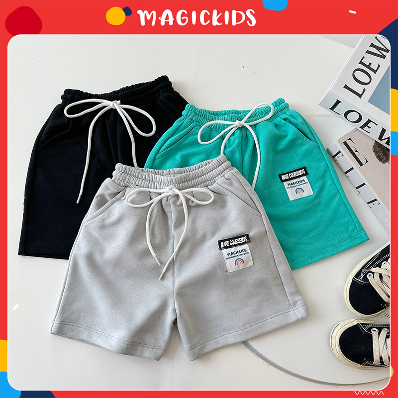 Quần áo trẻ em quần đùi bé trai Magickids từ 2 đến 10 tuổi chất da cá ốp mác cạp chun co giãn phong cách mùa hè QĐ23008