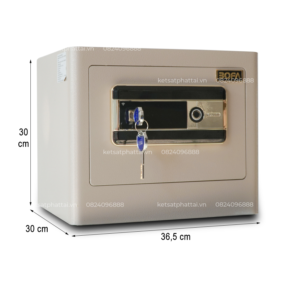 Két sắt vân tay BOFA ZB-35DJ - Mini, trắng sữa, kích thước 365x350x320mm