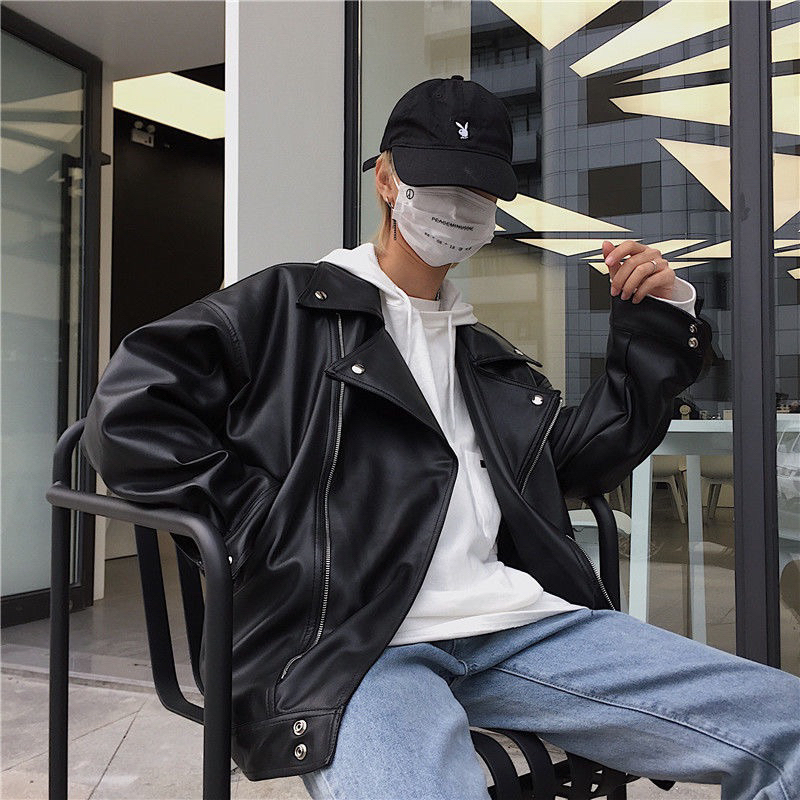 (Order) áo khoác da dáng rộng unisex dành cho nam nữ mùa thu đông, chất lượng và đảm bảo như hình