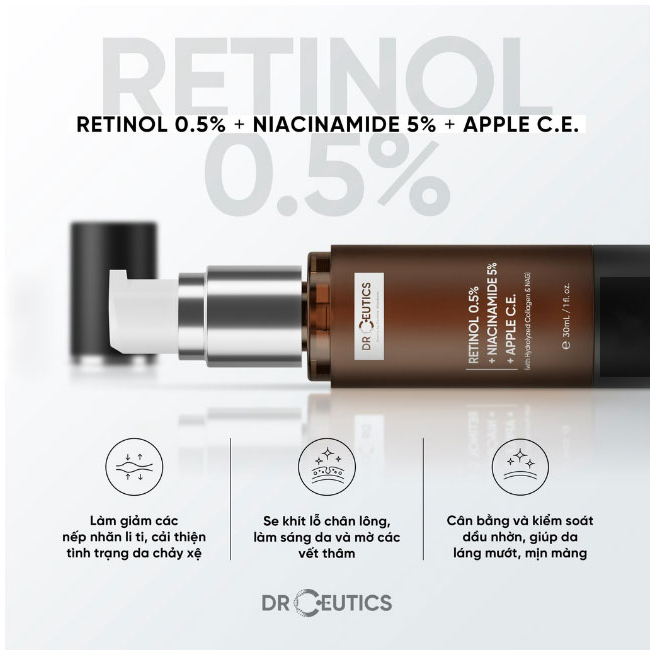DRCEUTICS  Retinol 0.5% + Niacinamide 5% + Apple C.E 30ml