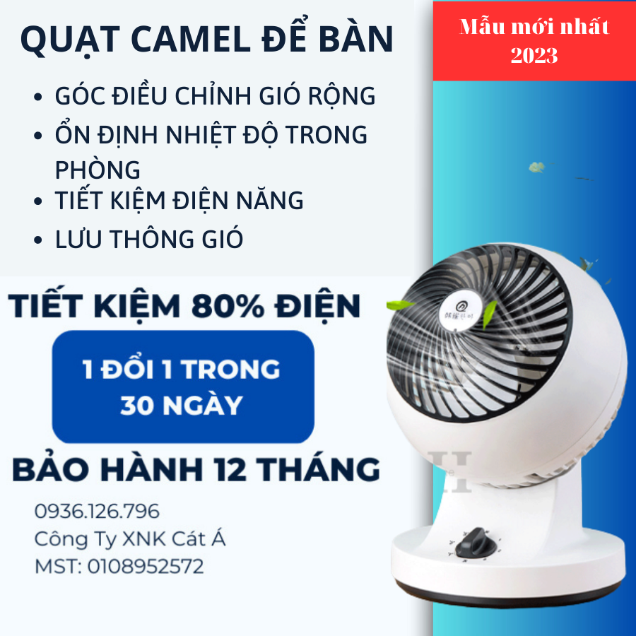 Quạt để bàn Camel - quạt làm mát không khí , lưu thông điều hòa ổn định nhiệt độ trong phòng - bảo hành 6 tháng