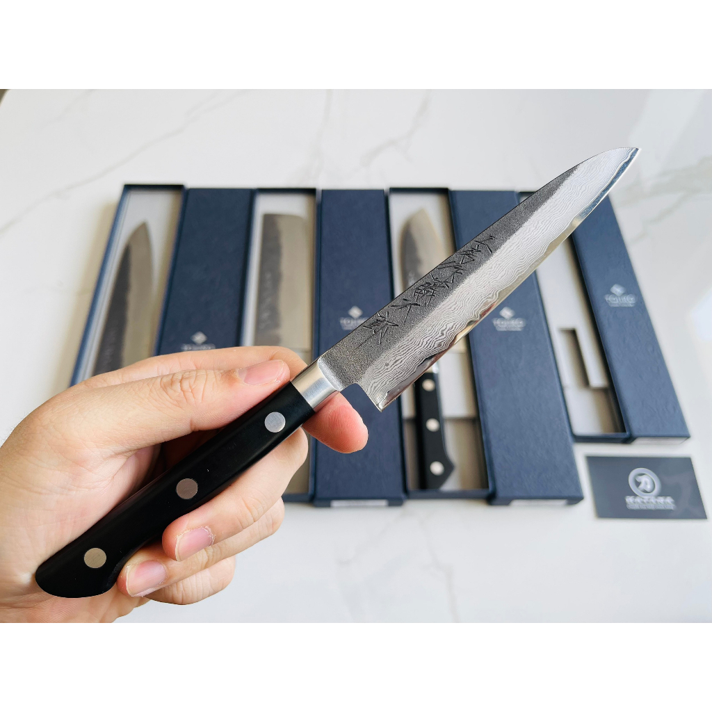 Dao bếp Nhật cao cấp Tojiro Atelier Petty thép Damascus 63 lớp VG10 - Dao gọt hoa quả 120mm TA-PA120