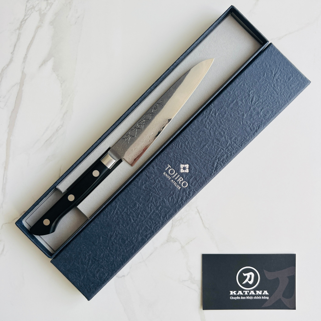 Dao bếp Nhật cao cấp Tojiro Atelier Petty thép Damascus 63 lớp VG10 - Dao gọt hoa quả 120mm TA-PA120