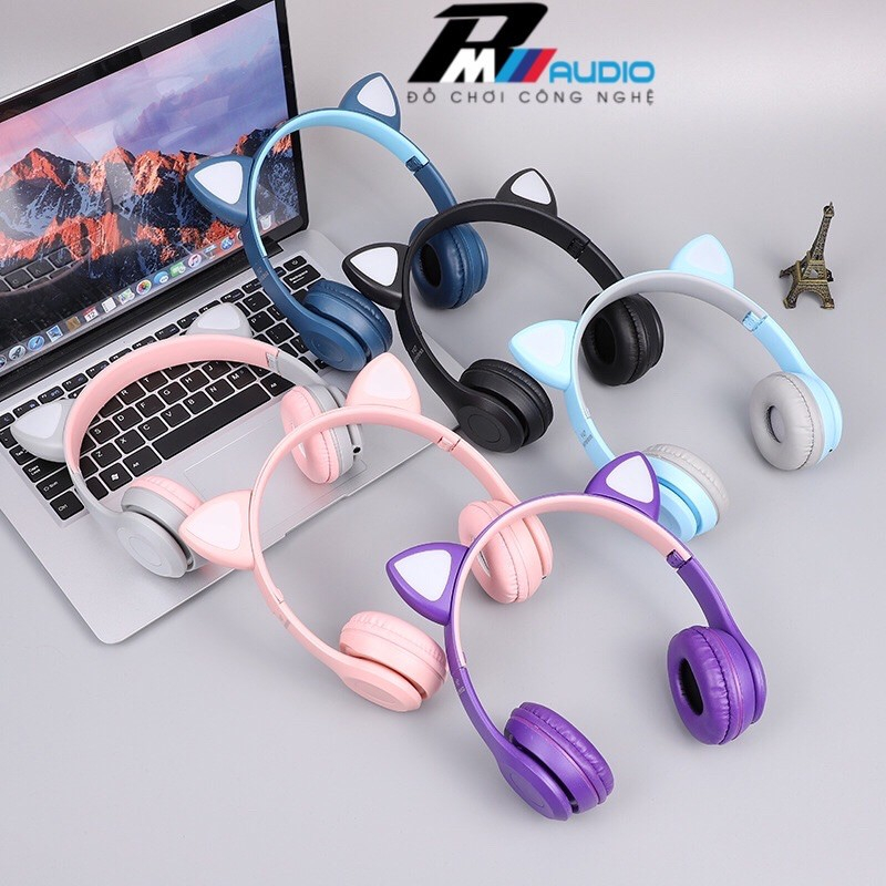 Tai Nghe mèo Bluetooth P47-M Chụp tai có Mic Headphone không dây Dễ Thương tai mèo nghe nhạc, chơi game