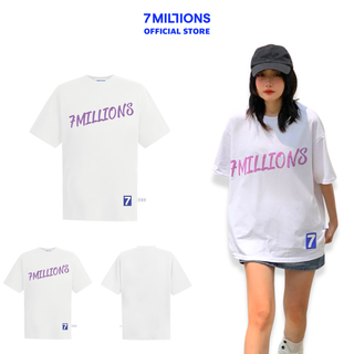 Áo thun unisex cổ tròn 7millions white / purple - màu trắng - 100% cotton 2 chiều - form oversize