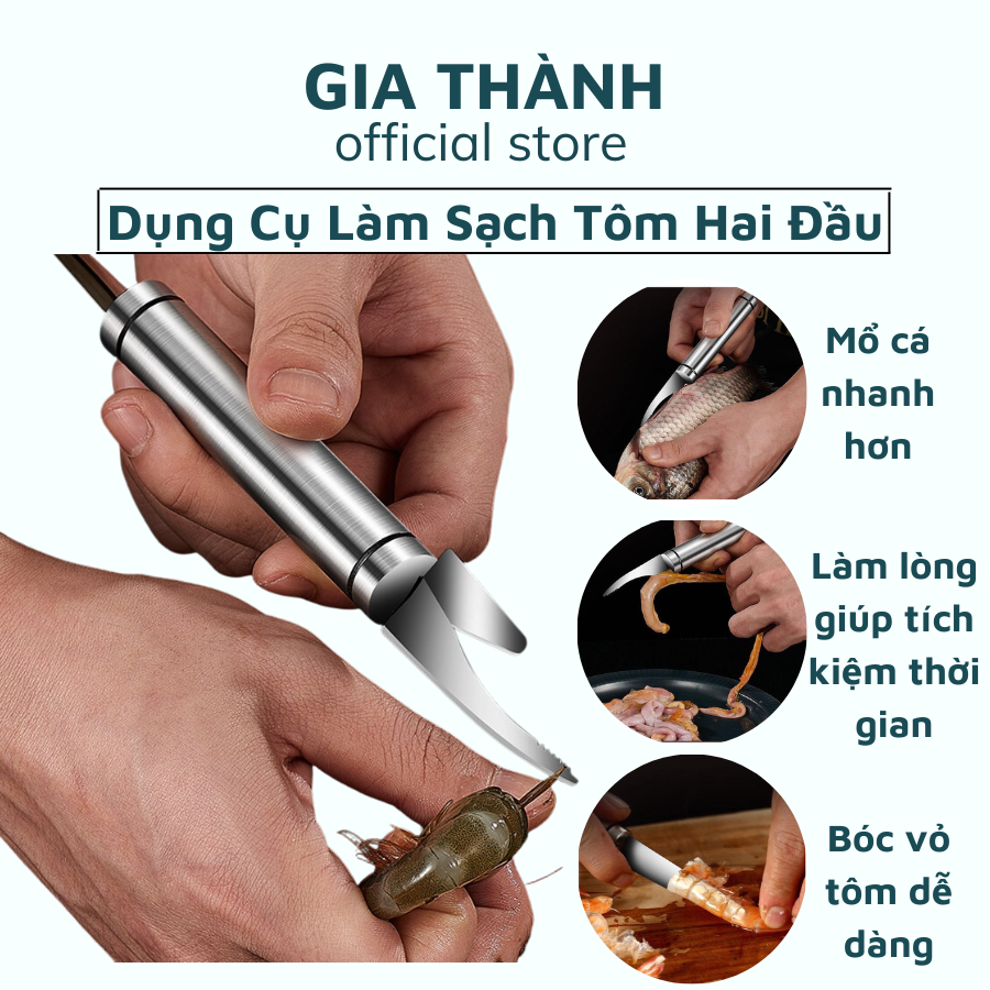 Dụng Cụ Làm Sạch Tôm 2 Đầu, Dao Làm Lòng Gà, Mổ Cá Cạo Vảy, Lột Bóc Vỏ Tôm, Cua Sò, Dụng Cụ Nhà Bếp Bằng Inox Không Gỉ