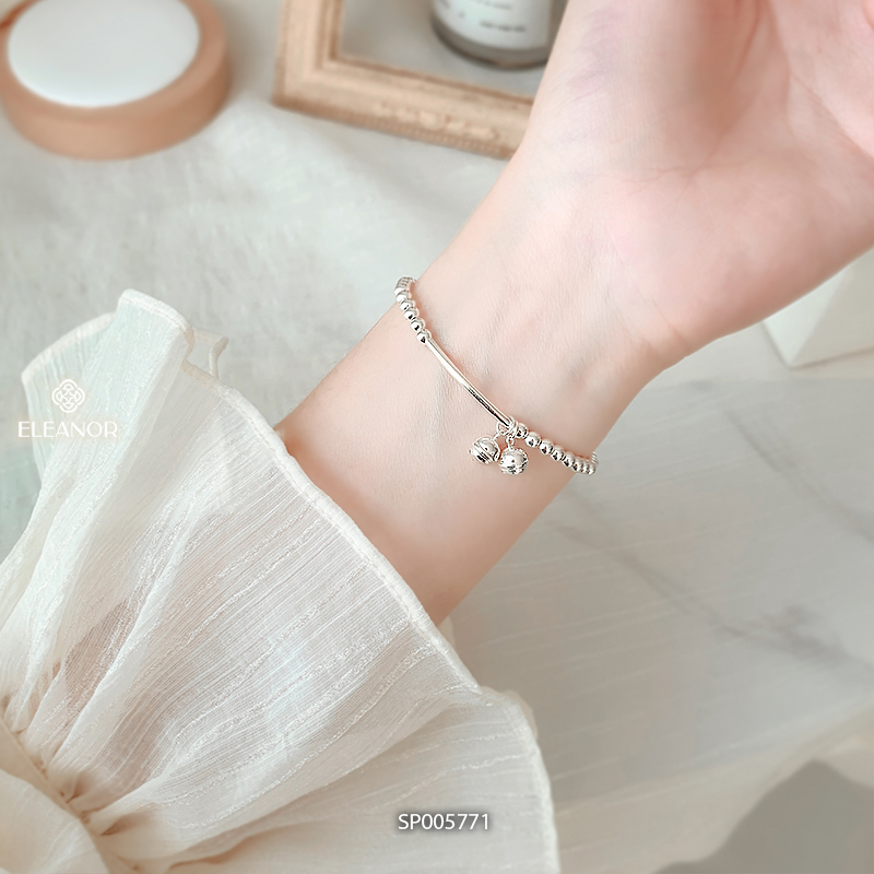 Vòng tay nữ bạc 925 Eleanor Accessories phối bi mặt hình lục lạc tròn phụ kiện trang sức 5771