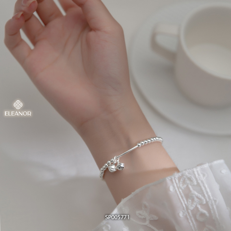 Vòng tay nữ bạc 925 Eleanor Accessories phối bi mặt hình lục lạc tròn phụ kiện trang sức 5771
