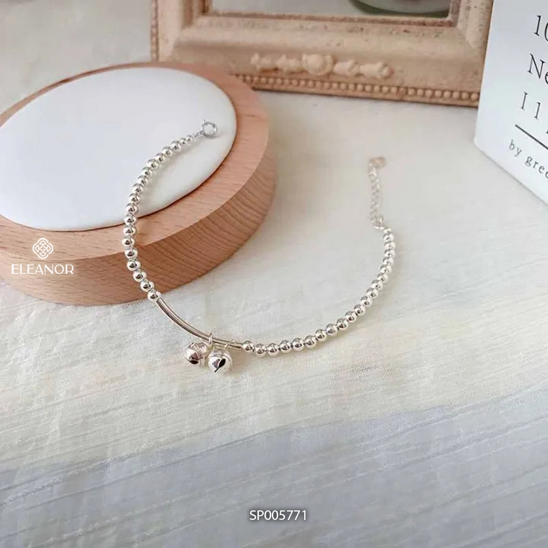 Vòng tay nữ bạc 925 Eleanor Accessories phối bi mặt hình lục lạc tròn phụ kiện trang sức 5771