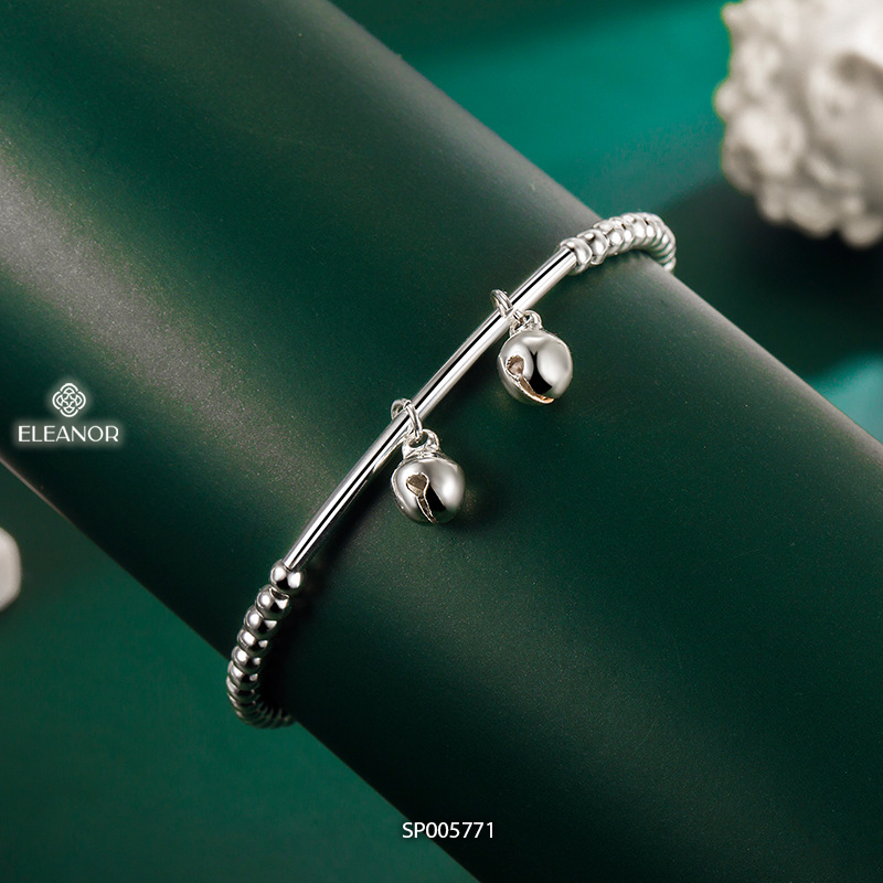 Vòng tay nữ bạc 925 Eleanor Accessories phối bi mặt hình lục lạc tròn phụ kiện trang sức 5771