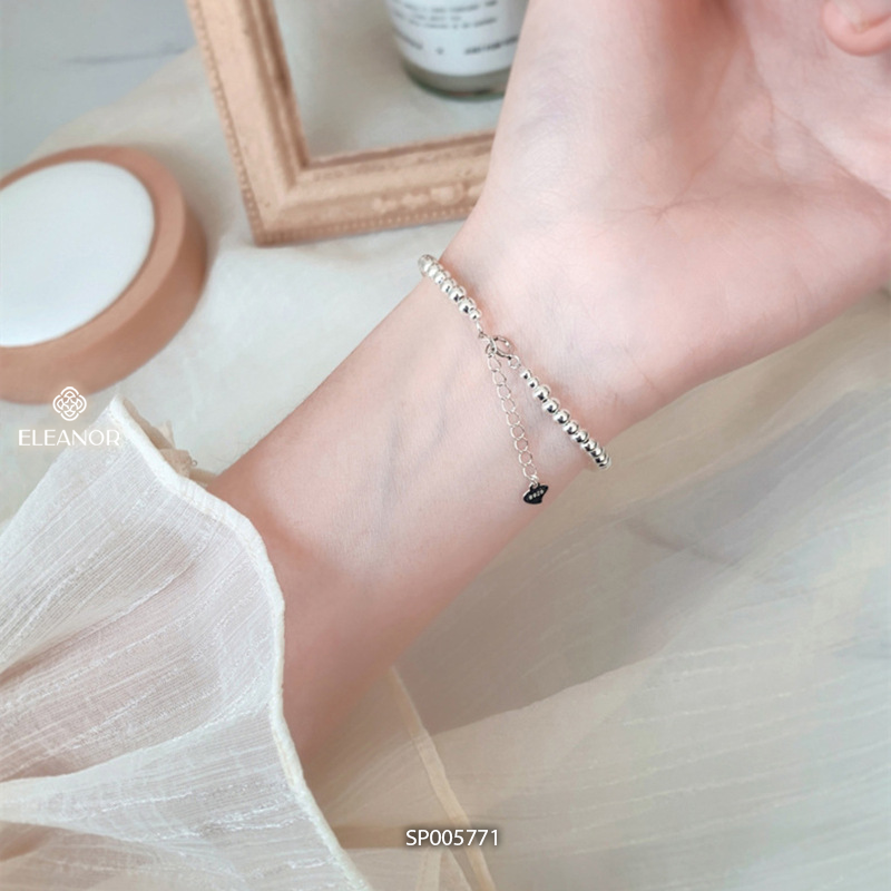 Vòng tay nữ bạc 925 Eleanor Accessories phối bi mặt hình lục lạc tròn phụ kiện trang sức 5771