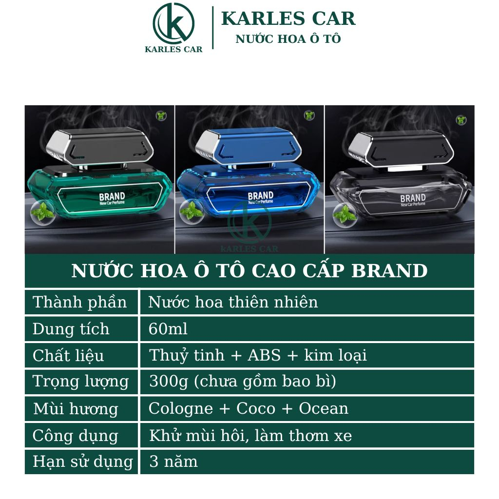 Nước Hoa Xe Hơi Cao Cấp , Tinh Dầu Ô Tô Khử Mùi Lọc Không khí Dung Tích 60ml