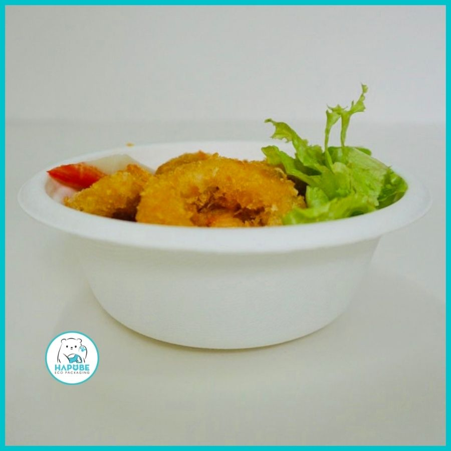 Combo 10 chiếc bát bã mía 350m dùng 1 lần thay bát ăn cơm BBZ005 Hapobe