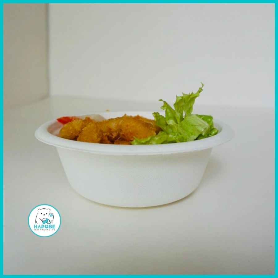 Combo 10 chiếc bát bã mía 350m dùng 1 lần thay bát ăn cơm BBZ005 Hapobe