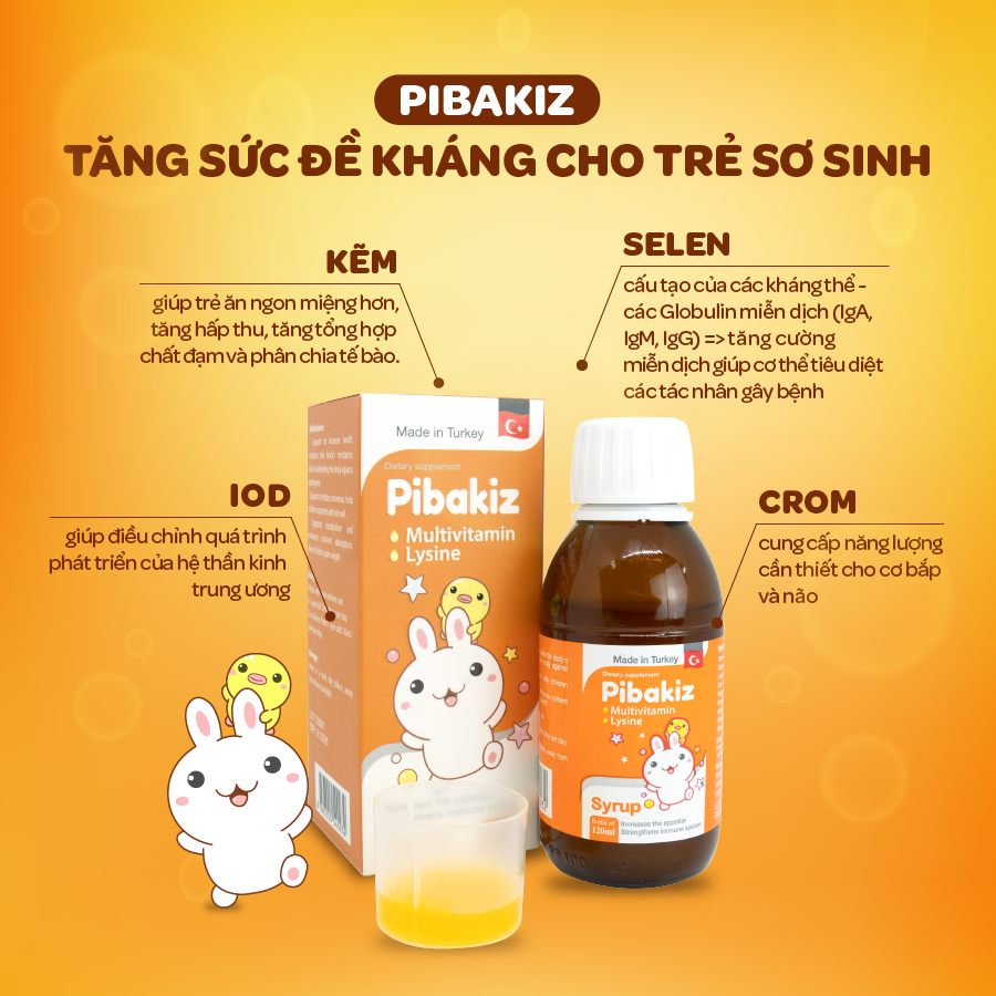 Multivitamin Pibakiz Hỗ Trợ Tăng Đề Kháng Cho Bé, Giúp Ăn Ngon Miệng, Tiêu Hóa Tốt (Chai 120ml)