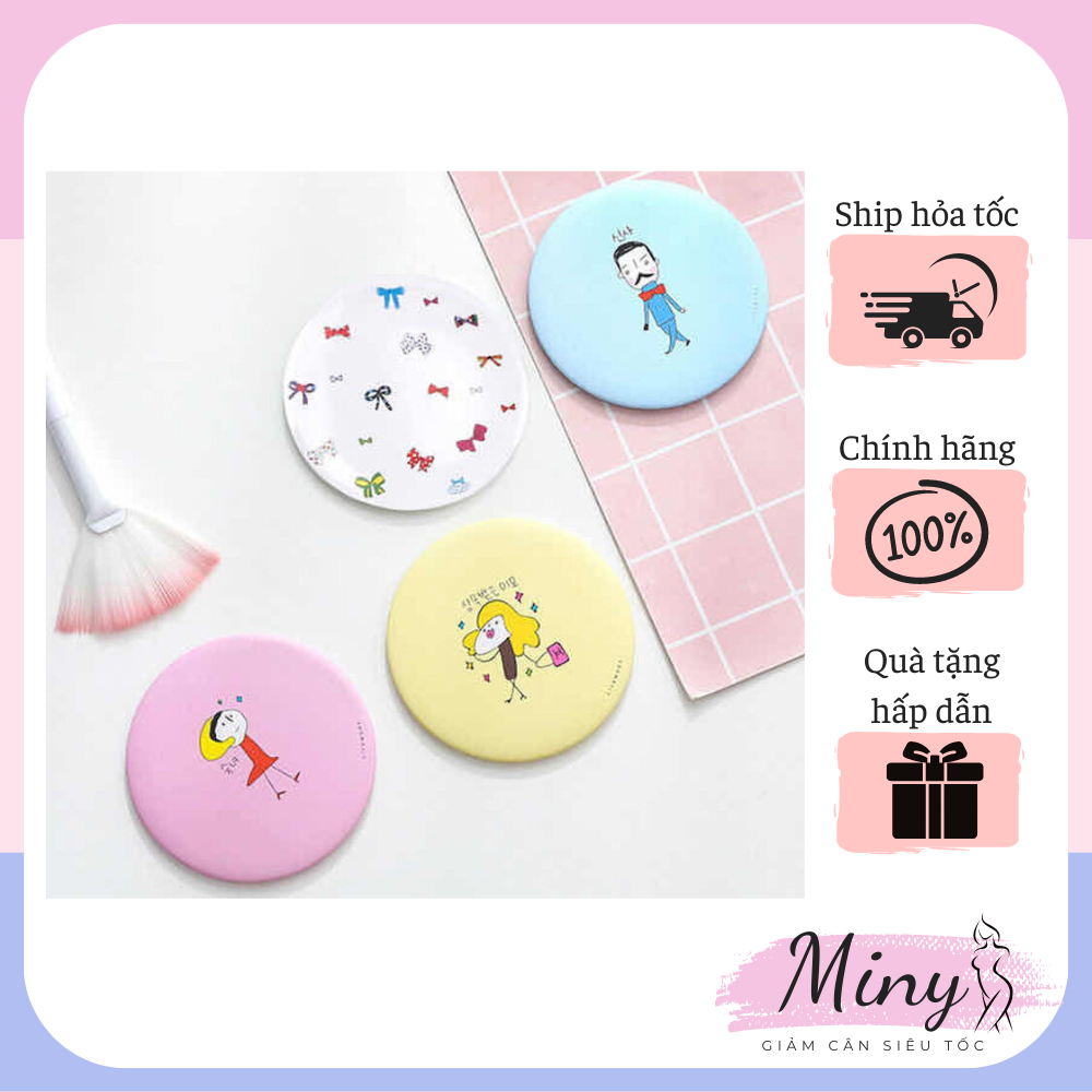 Gương mini tròn cầm tay phong cách Hàn Quốc dễ thương