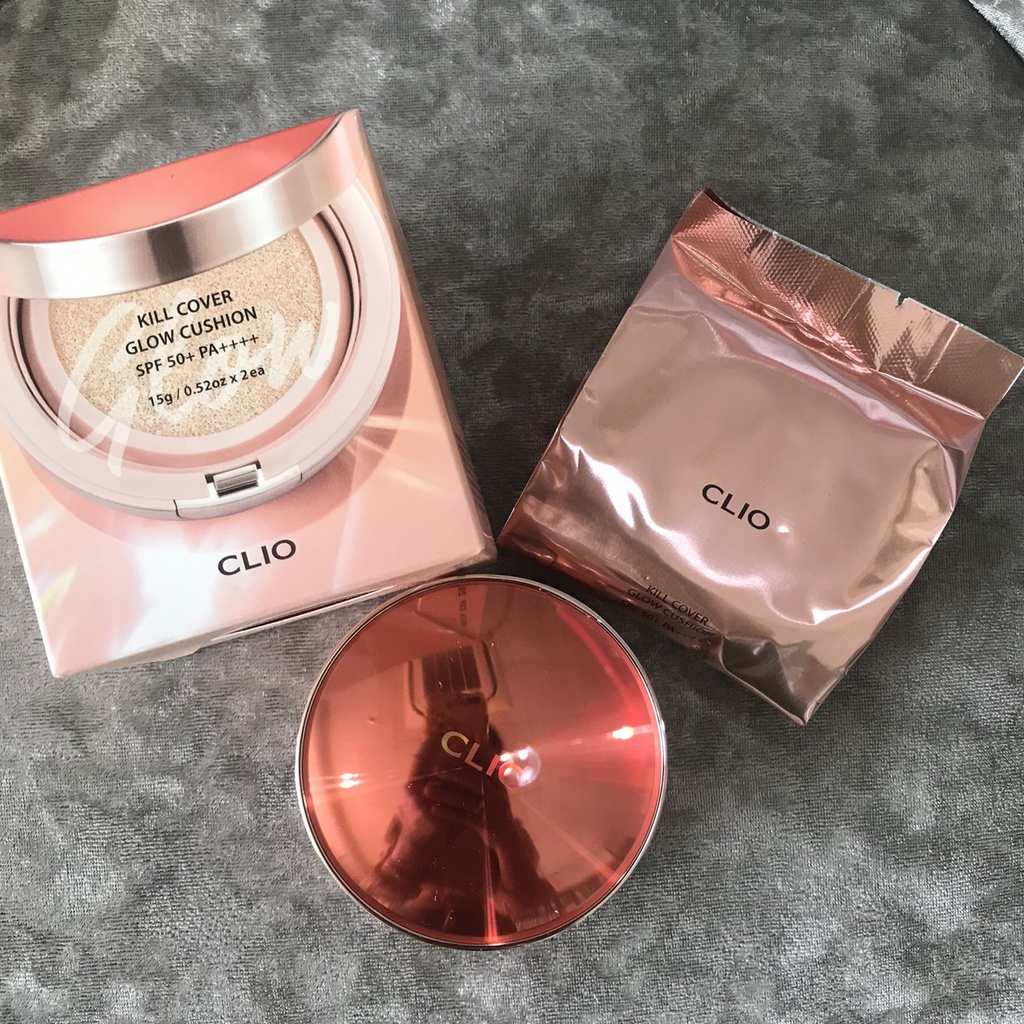 Phấn nước cushion CLIO KILL COVER GLOW gồm 1 cushion+ lõi thay thế vỏ hồng
