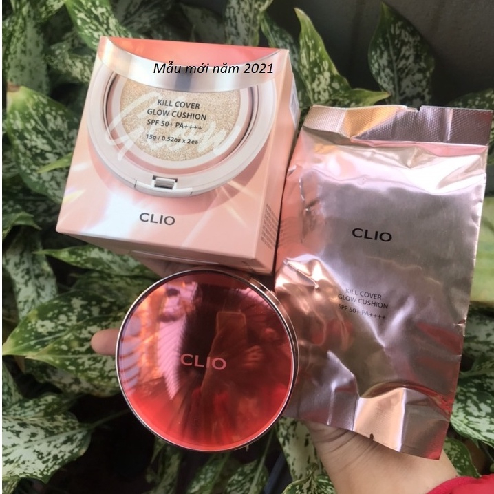 Phấn nước cushion CLIO KILL COVER GLOW gồm 1 cushion+ lõi thay thế vỏ hồng