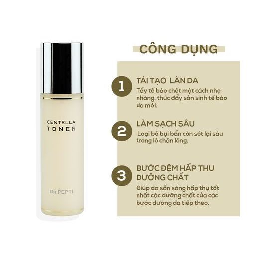 Nước Hoa Hồng Dưỡng Da Căng Bóng Dr.Pepti Centella Toner 180ml