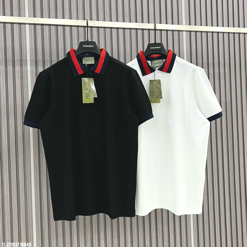 🔥Hot🔥Áo polo Gucci trơn phối cổ thiết kế hot trend Nam nữ New 2023