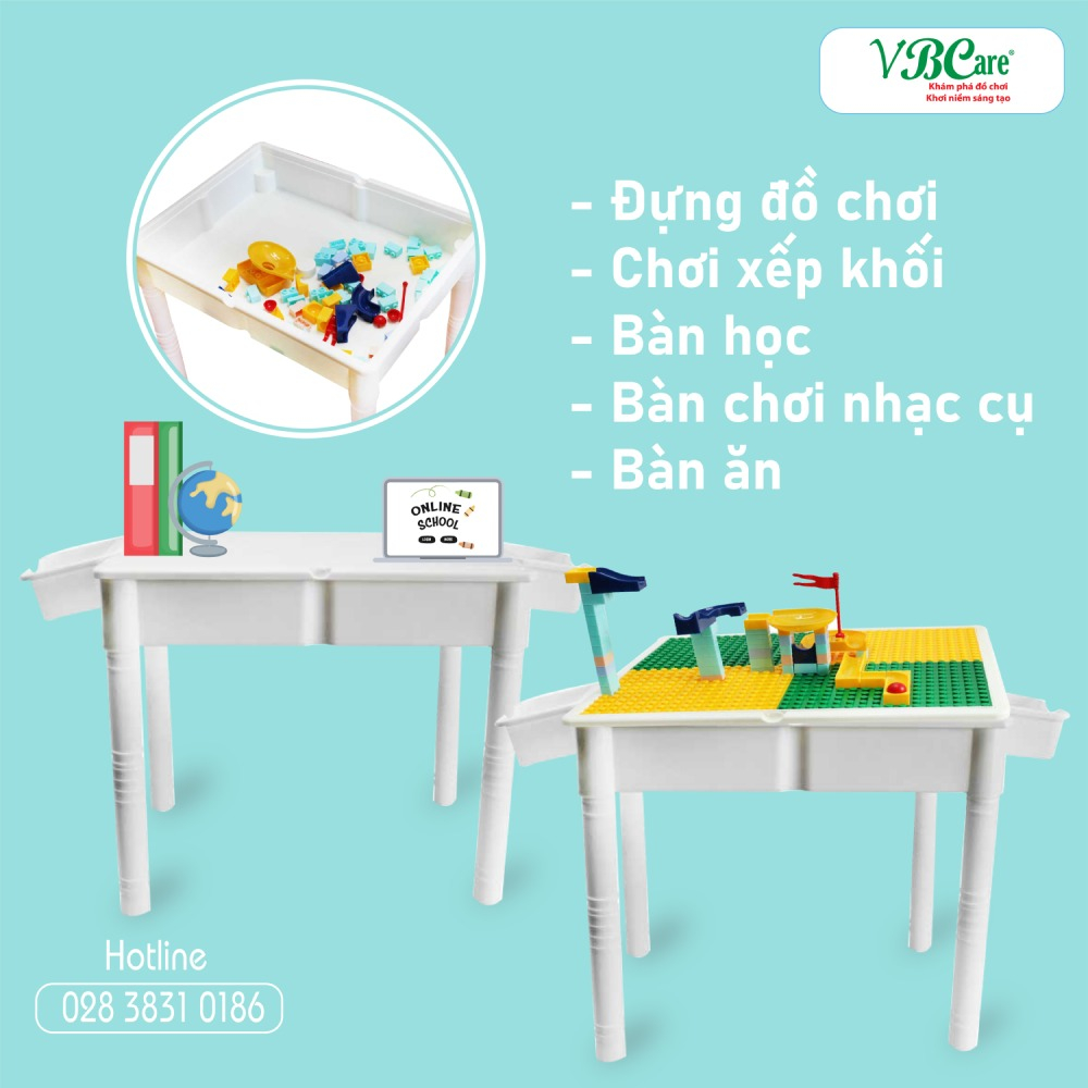 [Quà tặng không bán] Bộ đồ chơi bàn học kèm xếp khối