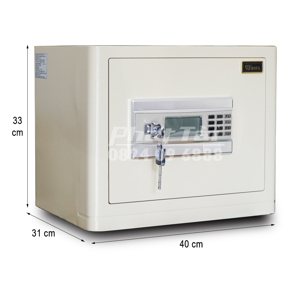 Két sắt mini BOFA FDX-A/D-30 - Kích thước 400x330x310mm, màu trắng kem, thép nguyên tấm