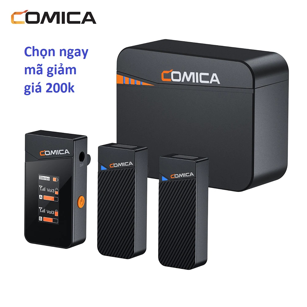 Mic không dây cao cấp Comica Vimo C micro thu âm cho điện thoại iphone, Android, máy ảnh, may quay gopro, action, insta