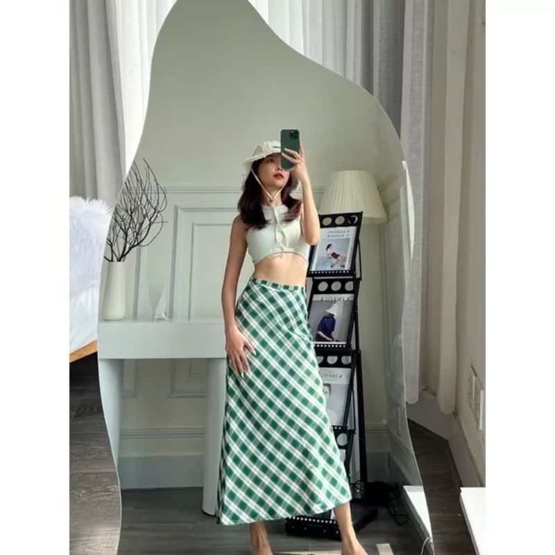 Chân váy kẻ Maxi checked skirt