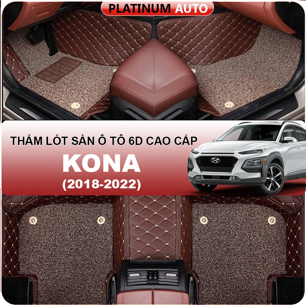 Thảm lót sàn ô tô 6D Hyundai Kona (2018-2022) - Da PU cao cấp, Không mùi, Giảm 20% tiếng ồn