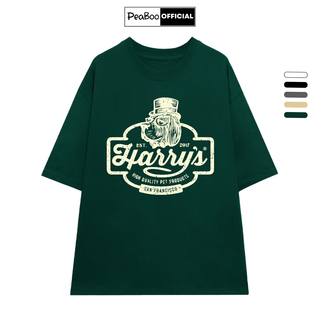 Áo Thun Unisex PEABOO mã TN Harrys Chất Cotton Form Rộng Tay Lỡ Cho Nam Nữ