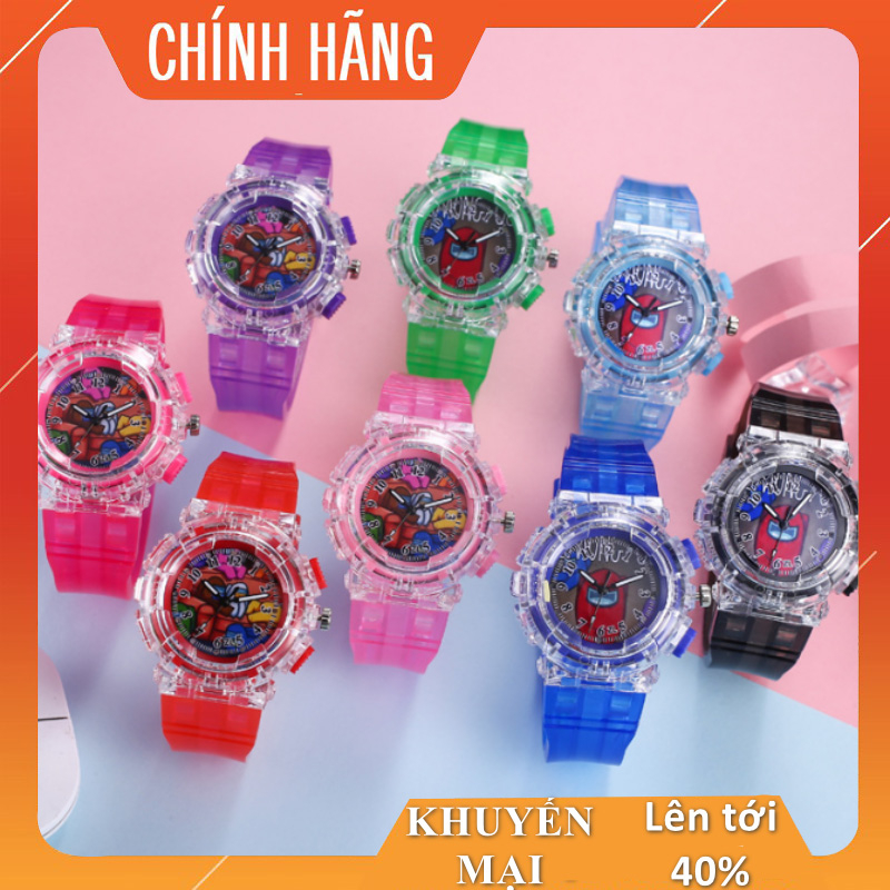 Đồng hồ trẻ em Among us đèn LED phát sáng - FULL hộp + pin + hướng dẫn