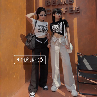 Áo thun croptop in chữ QCL1 LuciK Shop AT0046