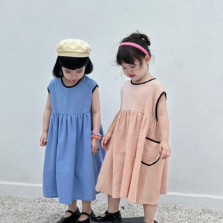 Váy Bé Gái (9-28kg) Đầm Trẻ Em Chất Liệu Thô Linen Cao Cấp Thiết Kế Kiểu Dáng Hàn Quốc - Chickbongbaby V7