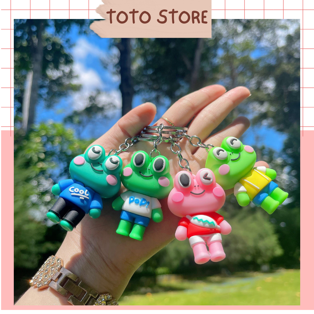 MÀU NGẪU NHIÊN - Móc Khóa Chú Ếch Cute Siêu Dễ Thương, Chất Liệu Silicon bền Bỉ