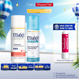 Combo Lotion khử Mồ Hôi Chân Etiaxil Da Thường 100ML và Xịt Khử mùi Hôi Chân Etiaxil Hằng Ngày 100ML