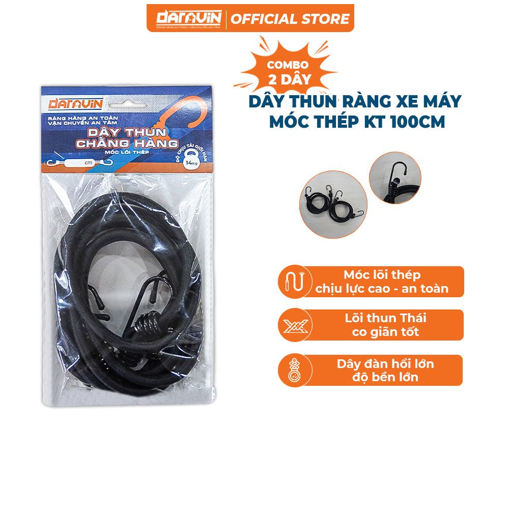 Combo Dây Thun Ràng Xe Máy Móc Thép KT 100Cm - Hàng Việt Nam Xuất Khẩu