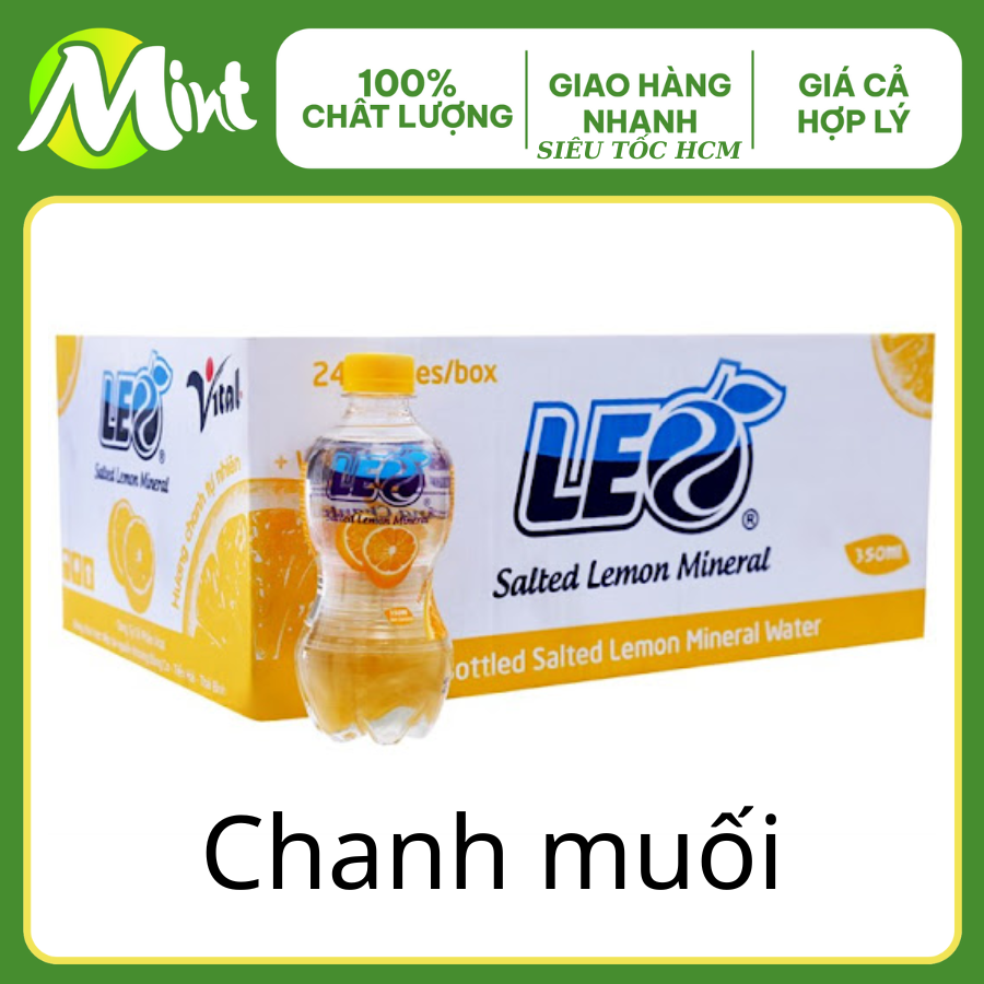 Thùng 24 chai nước khoáng có ga Leo vị chanh muối/ chanh dây 350ml