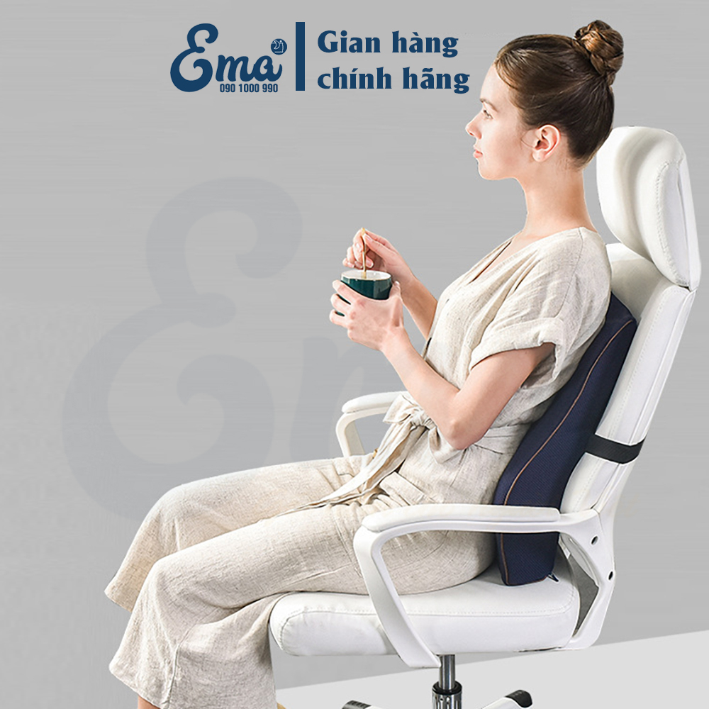 Gối tựa lưng cao su non EMA - Ôm trọn lưng, giúp thư giãn, Dành cho dân văn phòng