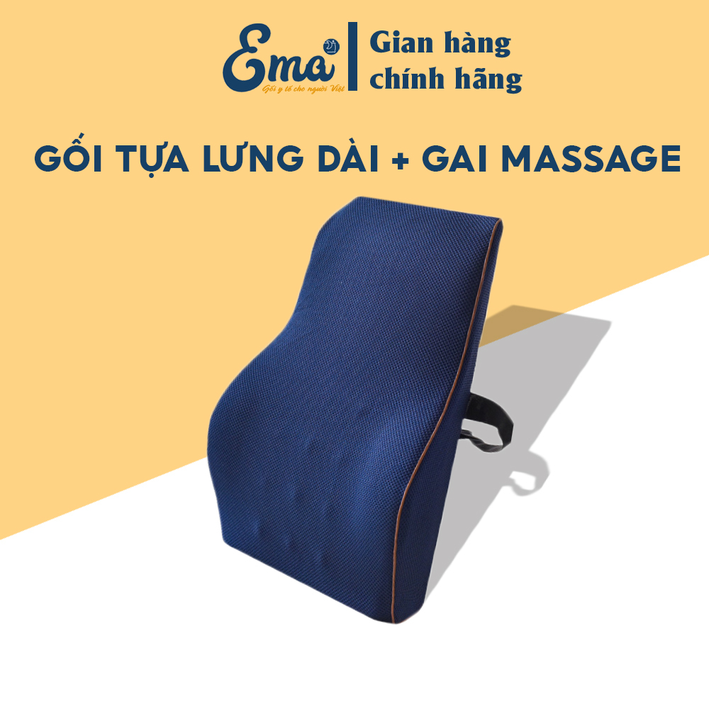 Gối tựa lưng cao su non Ema - Ôm trọn lưng, Thêm gai massage thư giãn, Dành cho dân văn phòng, lái xe