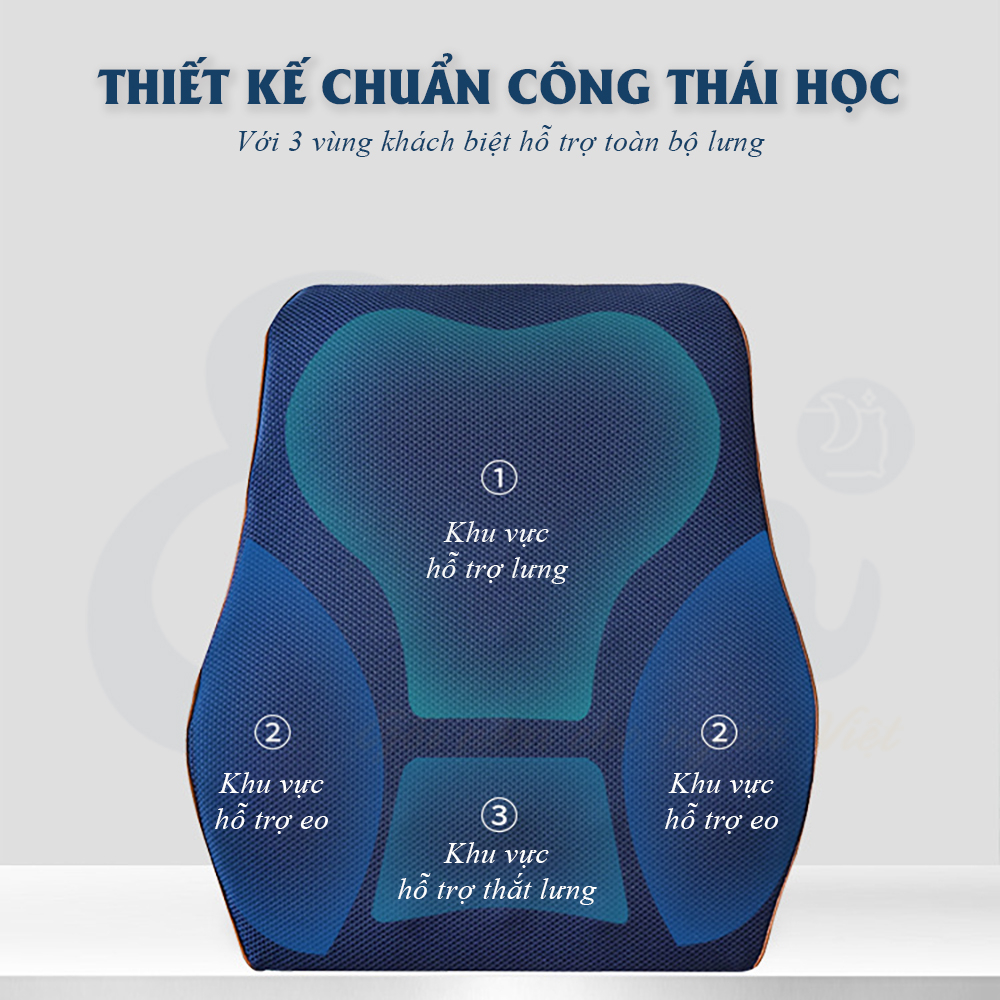 Gối tựa lưng cao su non EMA - Ôm trọn lưng, giúp thư giãn, Dành cho dân văn phòng